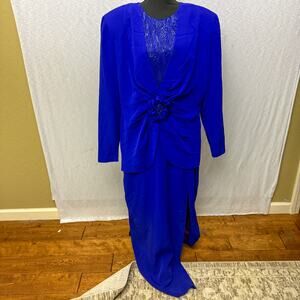 Daymor Couture by C. Mercedes Ferreira Blue Beaded Formal Dress US 16